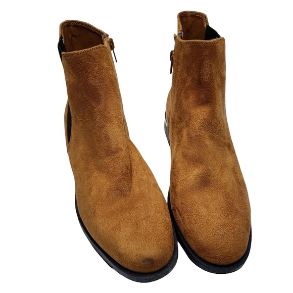 Nine West | Cognac Brown Suede Almond Toe Southwestern Ankle Booties Women's 7 - Picture 5 of 13